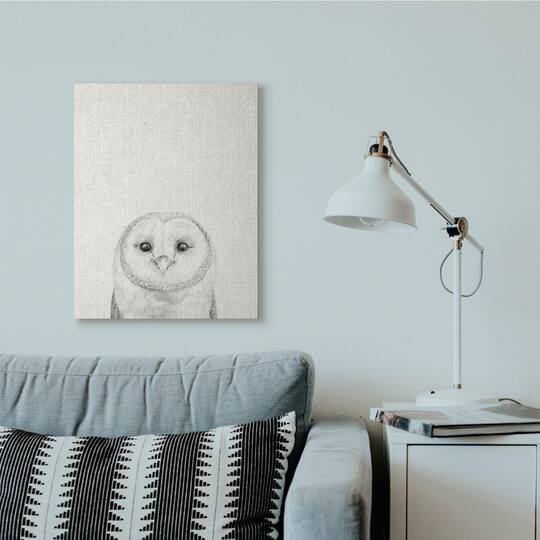 Stupell Industries Owl Portrait Grey Drawing Design Canvas Wall Art